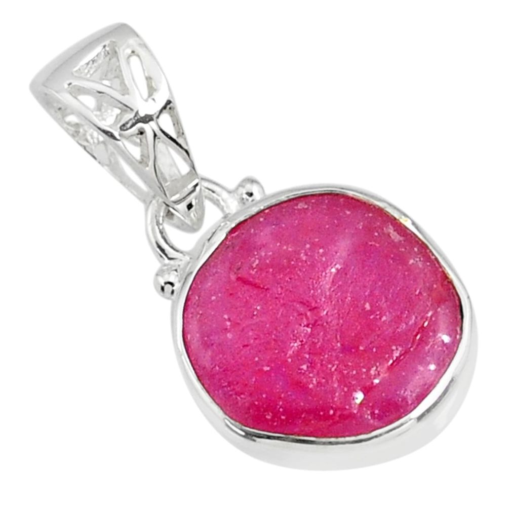 8.86cts natural pink ruby raw 925 sterling silver handmade pendant r80758