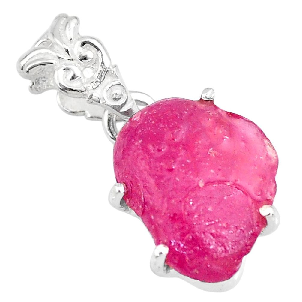 8.87cts natural pink ruby rough 925 sterling silver pendant jewelry r82925