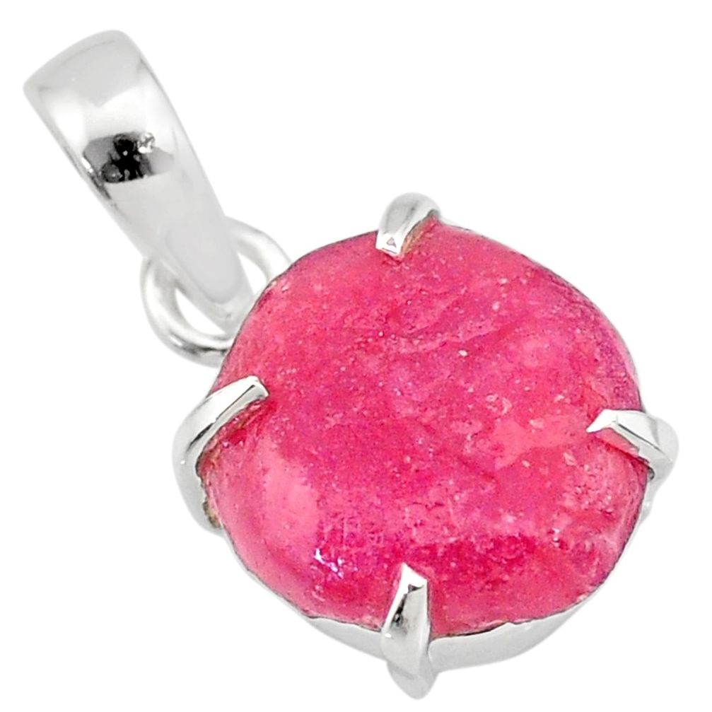 12.19cts natural pink ruby raw 925 sterling silver handmade pendant r82971