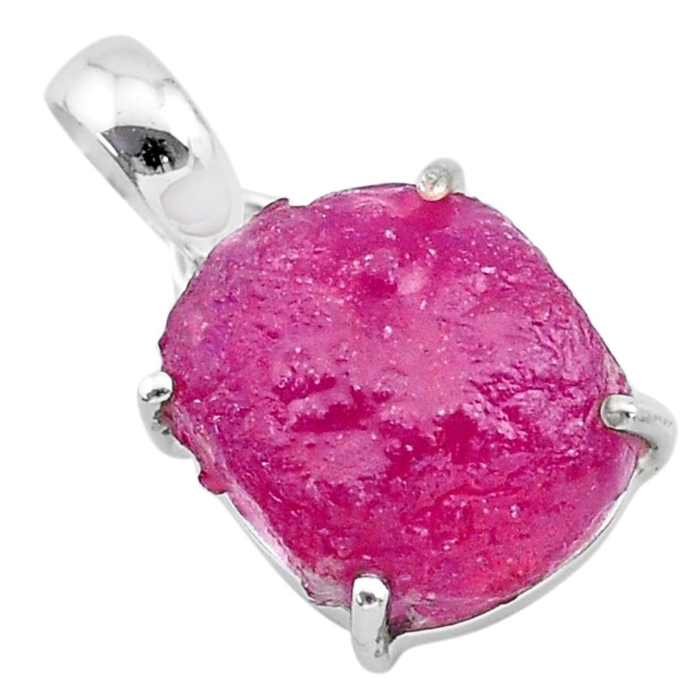 12.19cts natural pink ruby raw 925 silver handmade pendant jewelry t31244