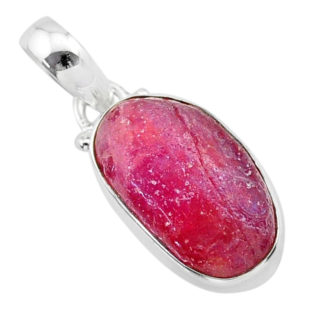 10.15cts natural pink ruby raw 925 silver handmade pendant jewelry t31247