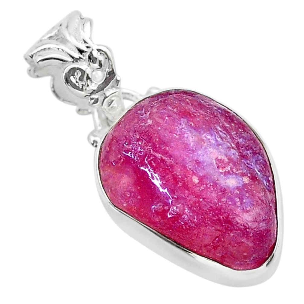 12.58cts natural pink ruby raw 925 silver handmade pendant jewelry t31253