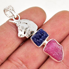 11.83cts natural pink ruby rough sapphire rough 925 silver horse pendant y53032