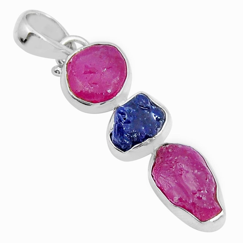 12.99cts natural pink ruby rough sapphire rough fancy 925 silver pendant y5556