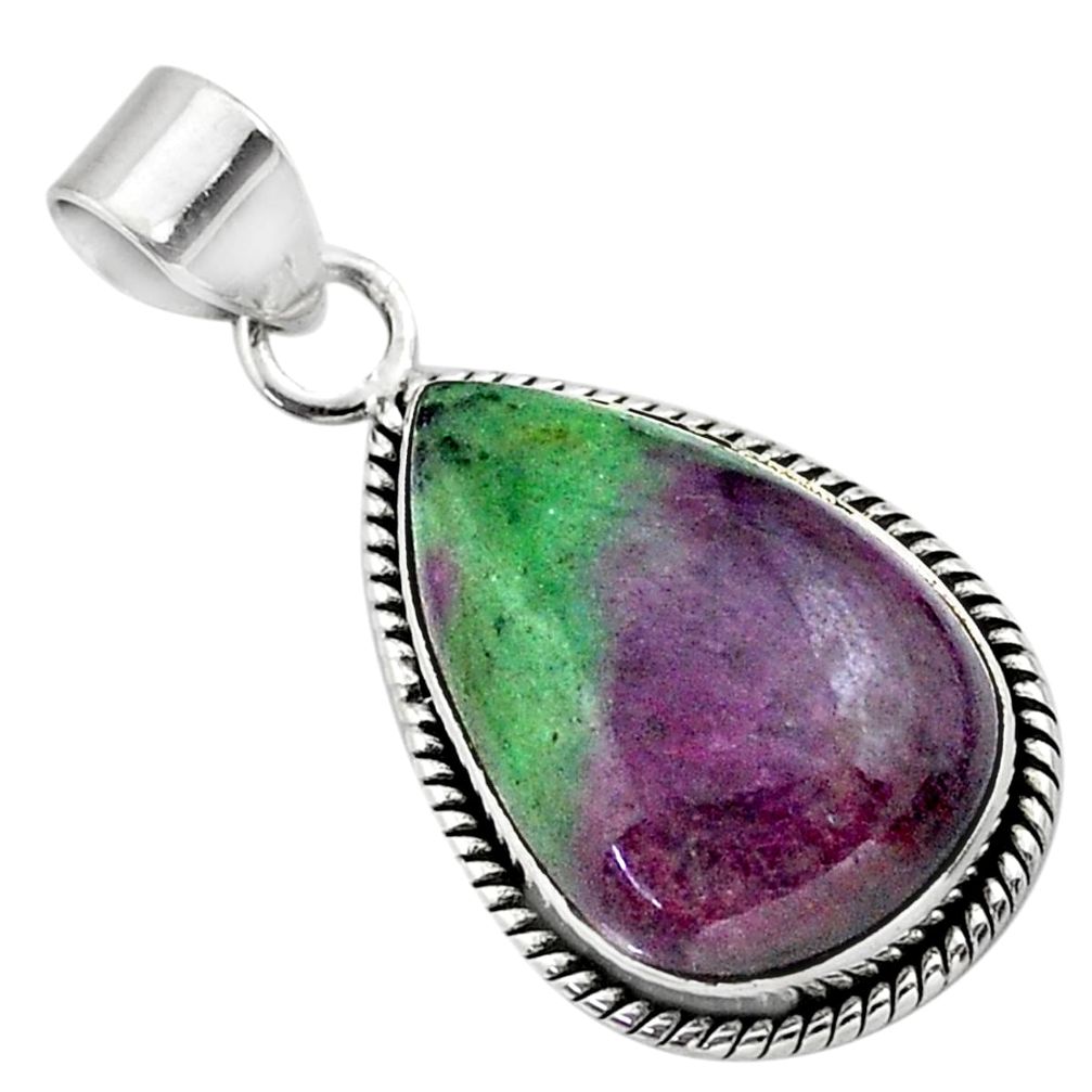 18.15cts natural pink ruby zoisite 925 sterling silver pendant jewelry t44771