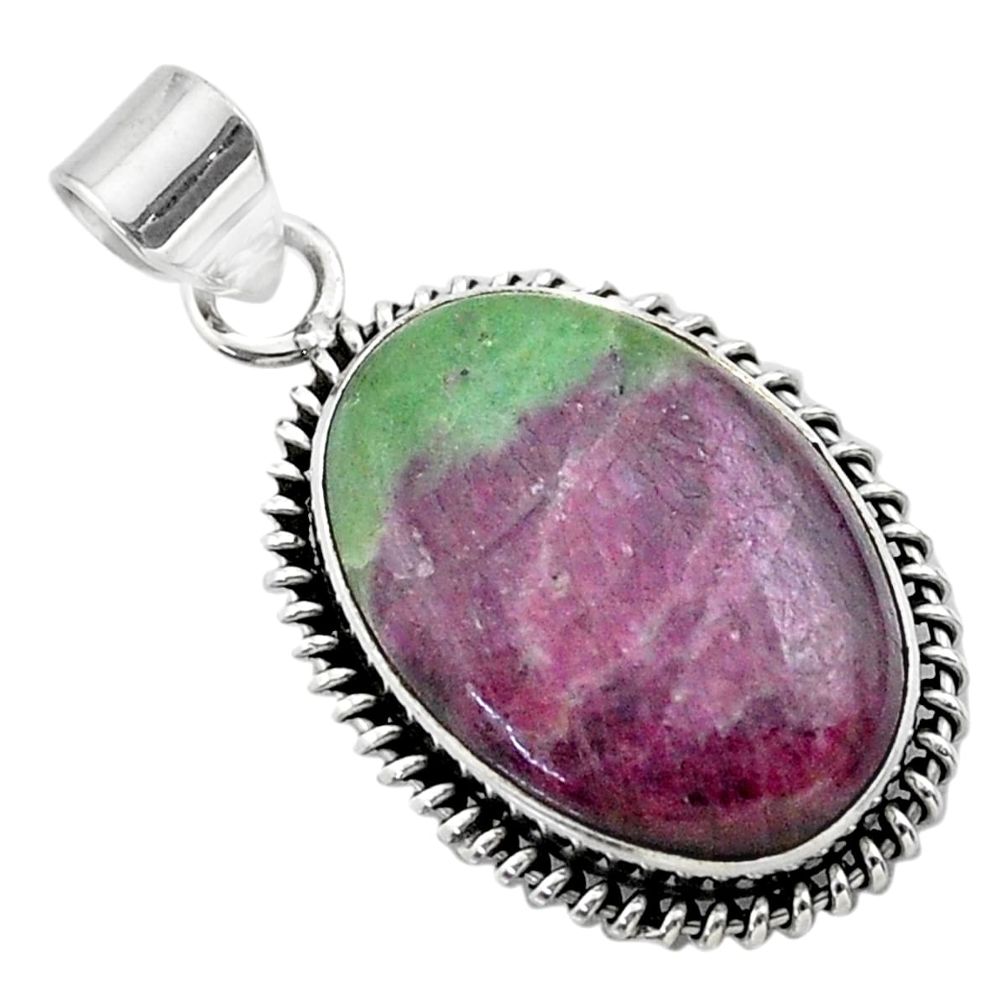 17.18cts natural pink ruby zoisite 925 sterling silver pendant jewelry t44772