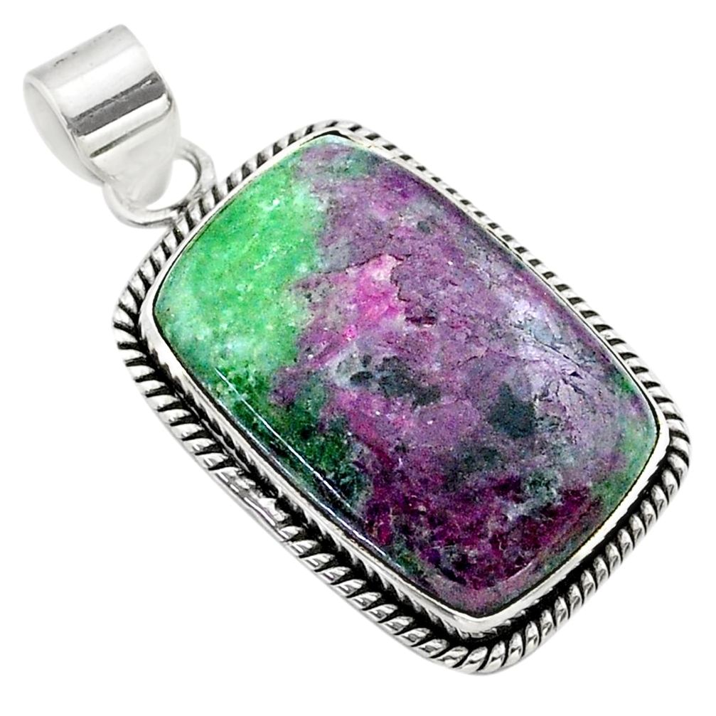 25.00cts natural pink ruby zoisite 925 sterling silver pendant jewelry t44777