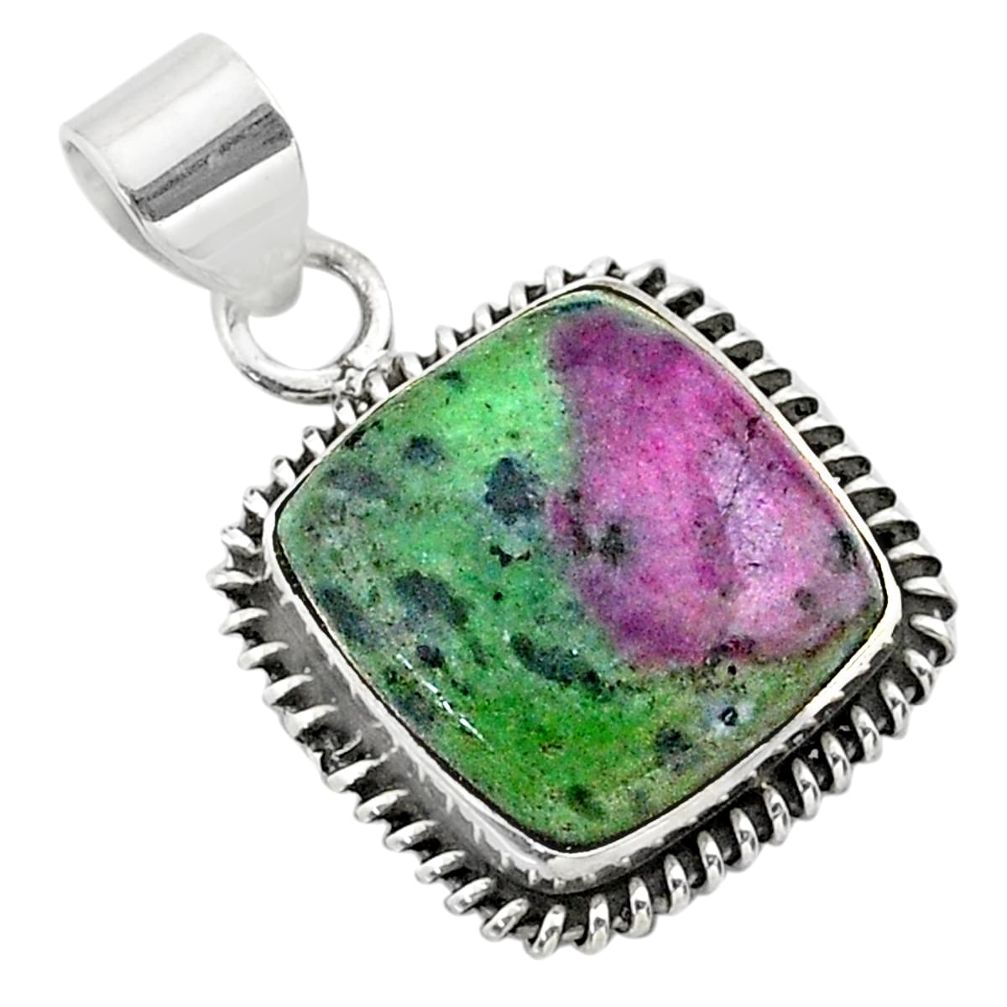 14.90cts natural pink ruby zoisite 925 sterling silver pendant jewelry t44778