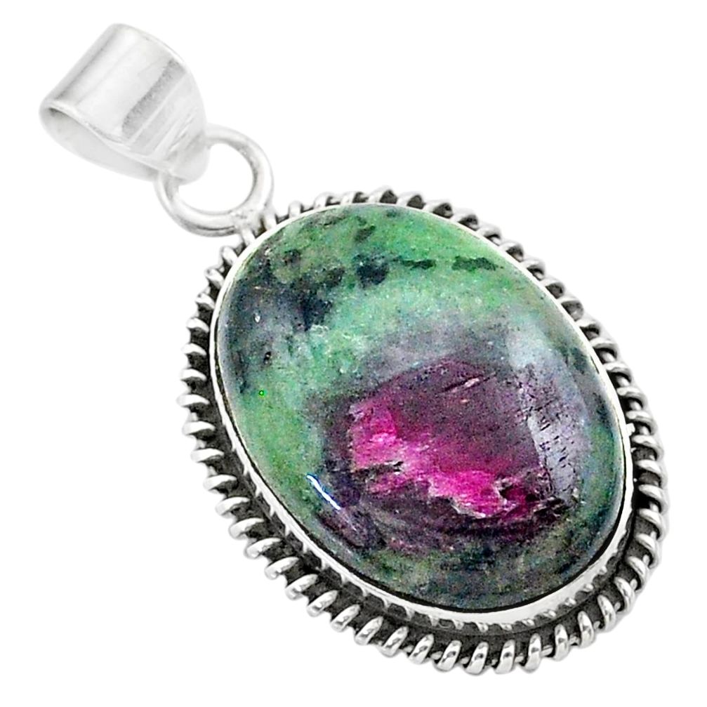 22.05cts natural pink ruby zoisite 925 sterling silver pendant jewelry t44781