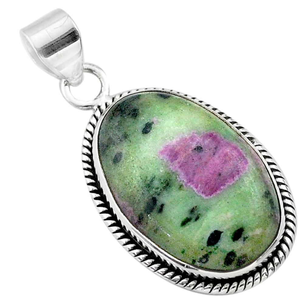 22.02cts natural pink ruby zoisite 925 sterling silver pendant jewelry t44782