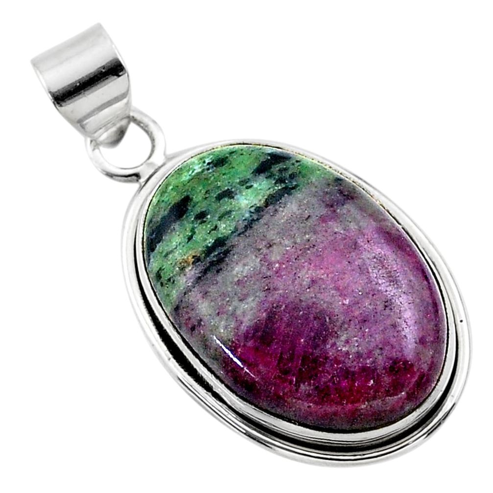 24.00cts natural pink ruby zoisite 925 sterling silver pendant jewelry t44786