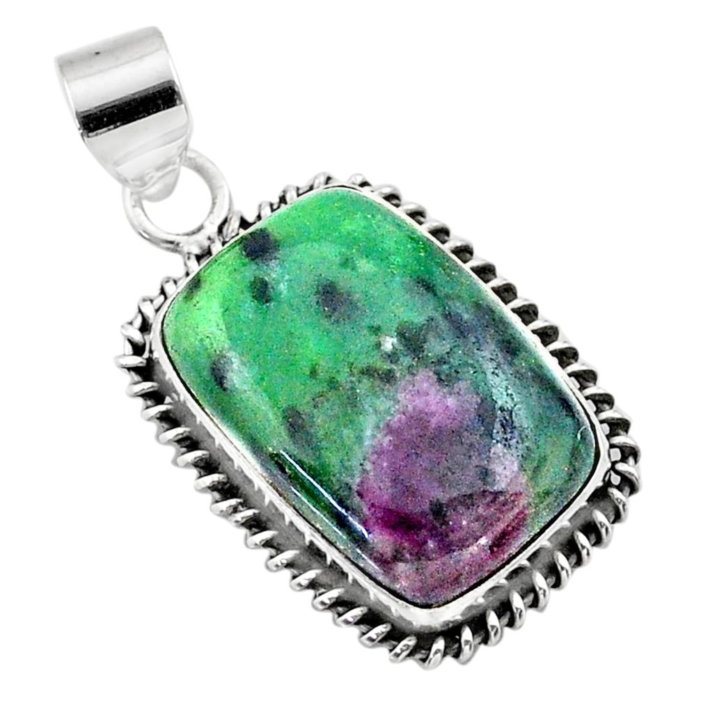 21.42cts natural pink ruby zoisite 925 sterling silver pendant jewelry t44798