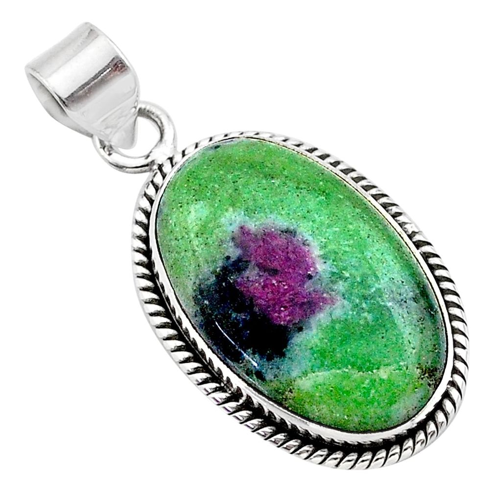 18.10cts natural pink ruby zoisite 925 sterling silver pendant jewelry t44802