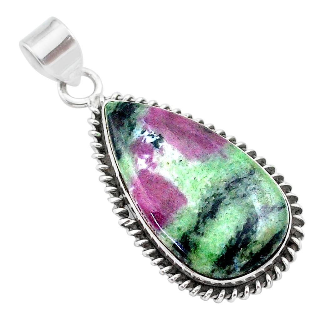 21.45cts natural pink ruby zoisite 925 sterling silver pendant jewelry t44809