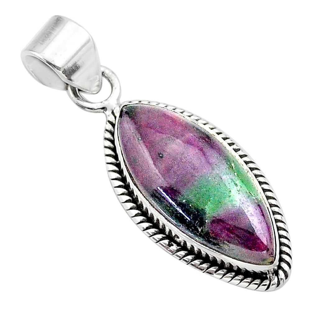 14.57cts natural pink ruby zoisite 925 sterling silver pendant jewelry t44812