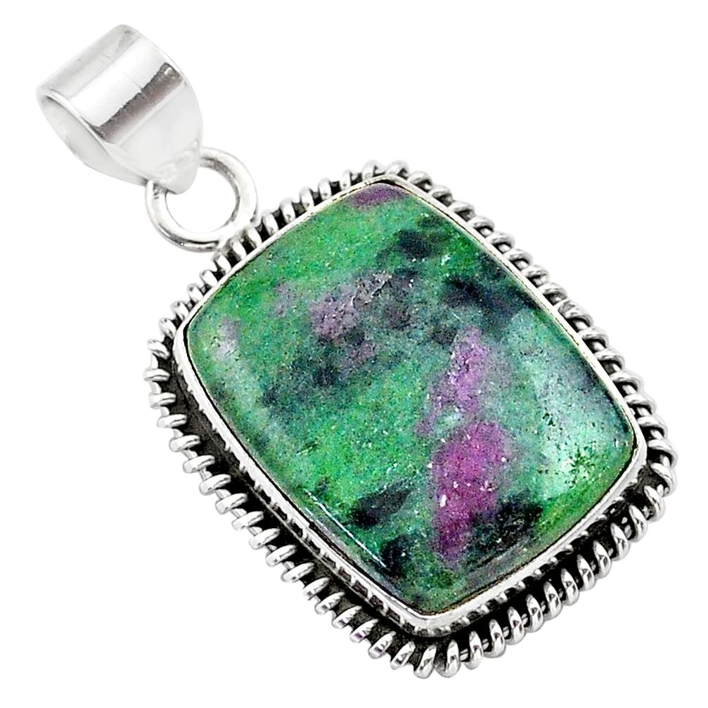 21.42cts natural pink ruby zoisite 925 sterling silver pendant jewelry t44817