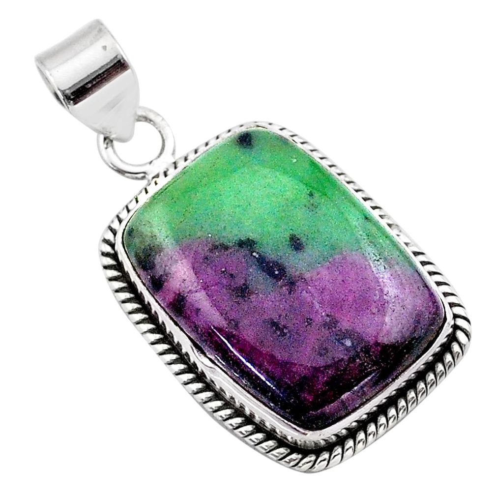 24.38cts natural pink ruby zoisite 925 sterling silver pendant jewelry t44818