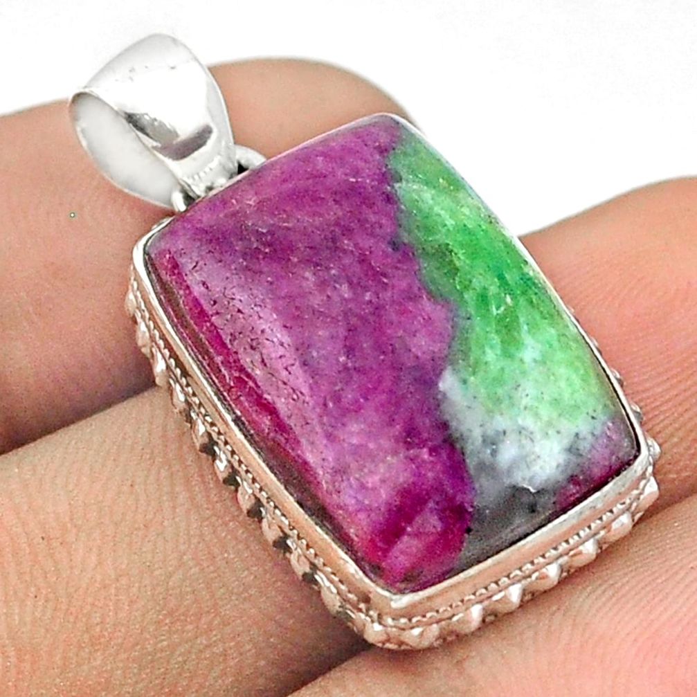 20.96cts natural pink ruby zoisite 925 sterling silver pendant jewelry u22007