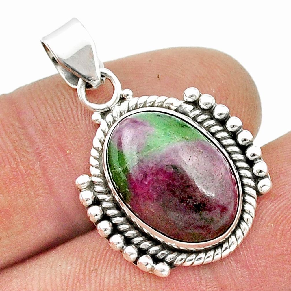 6.63cts natural pink ruby zoisite 925 sterling silver pendant jewelry u45056