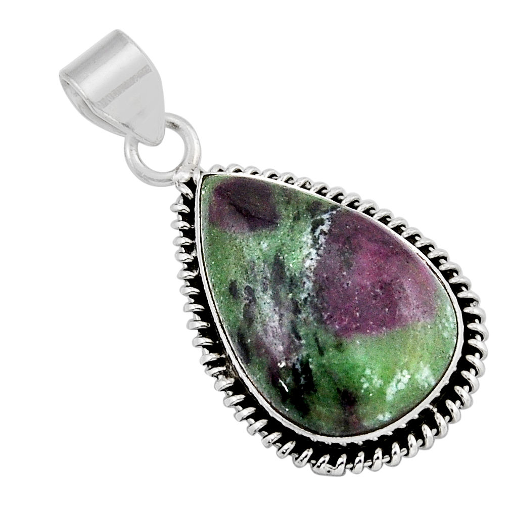 19.37cts natural pink ruby zoisite 925 sterling silver pendant jewelry y52466