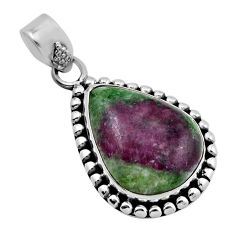 12.62cts natural pink ruby zoisite 925 sterling silver pendant jewelry y86655