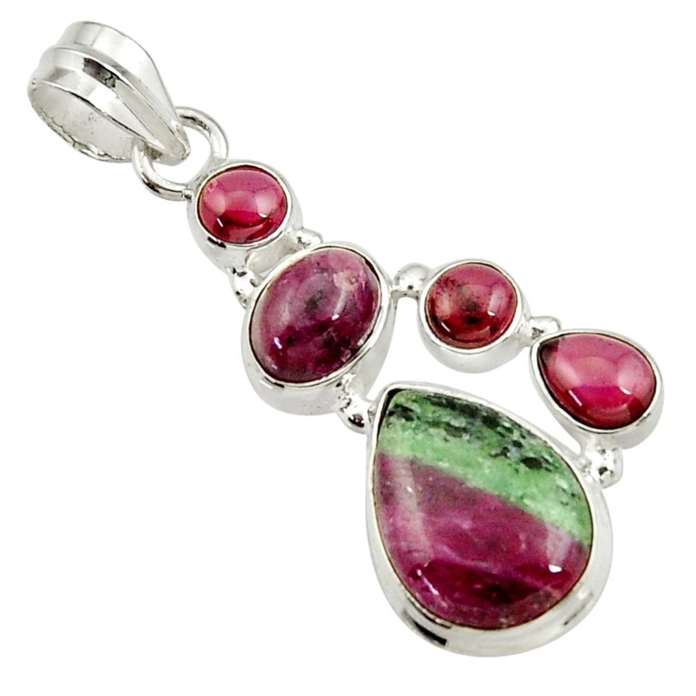 10.99cts natural pink ruby zoisite garnet 925 sterling silver pendant d43149