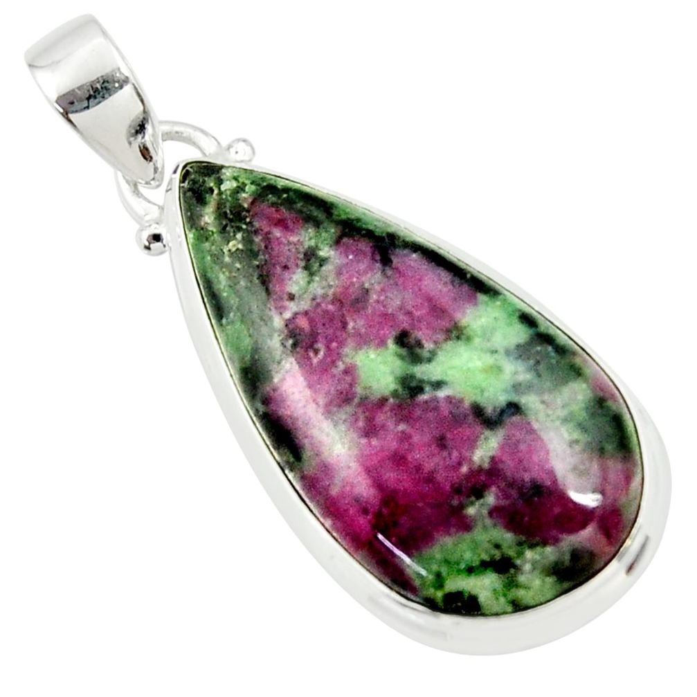 24.44cts natural pink ruby zoisite pear 925 sterling silver pendant r36293