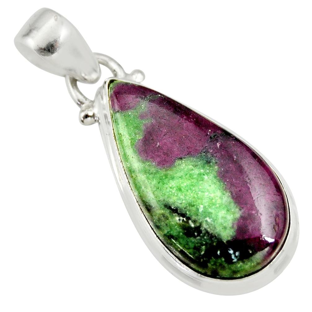 14.42cts natural pink ruby zoisite pear 925 sterling silver pendant r36311