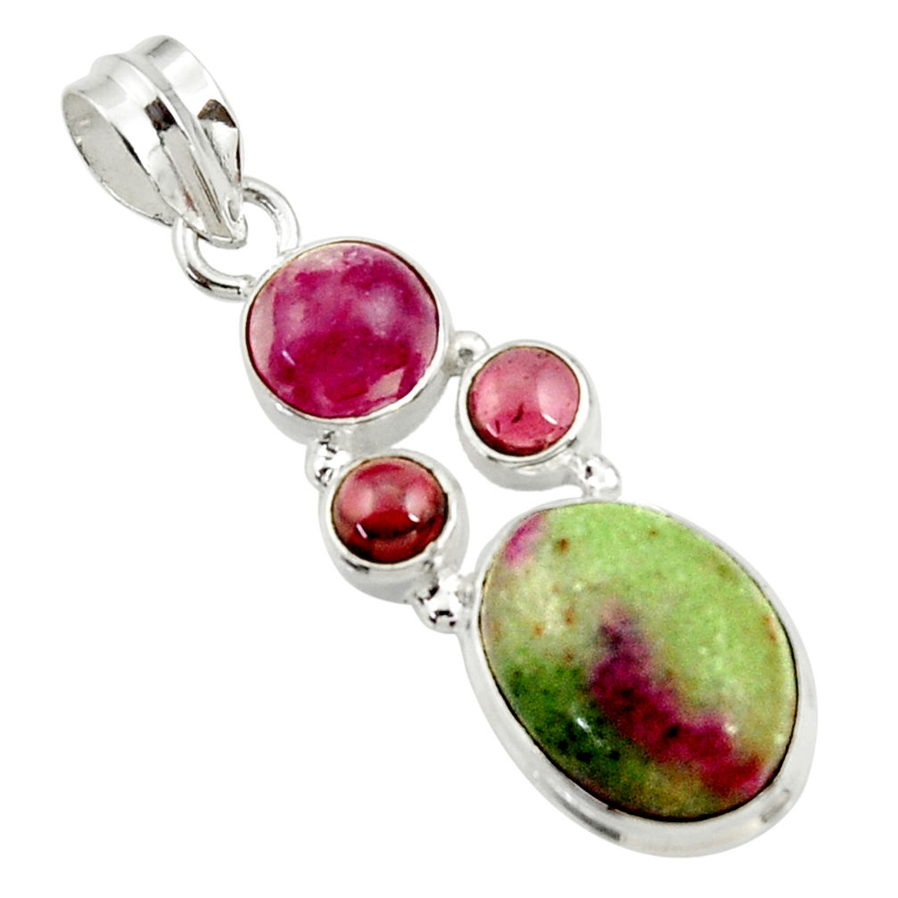 10.23cts natural pink ruby zoisite red garnet 925 sterling silver pendant d43157