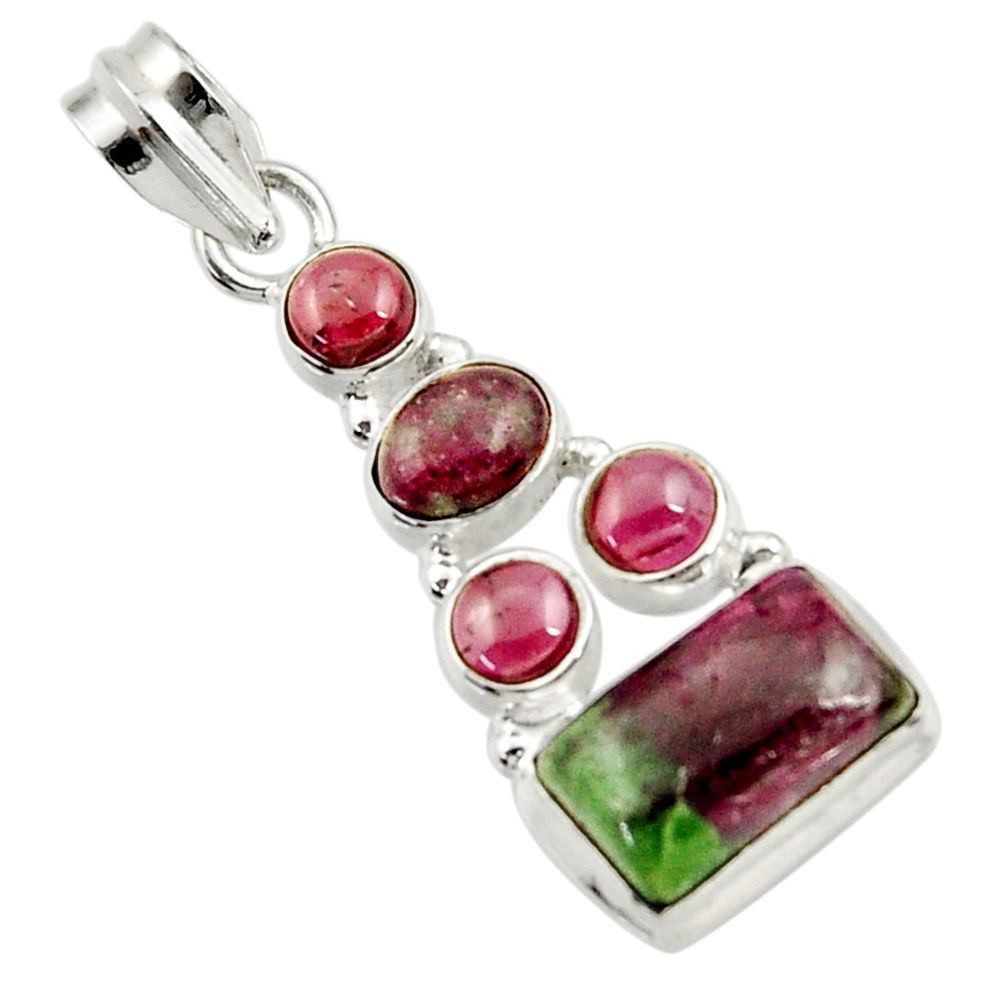 10.02cts natural pink ruby zoisite red garnet 925 sterling silver pendant d43159