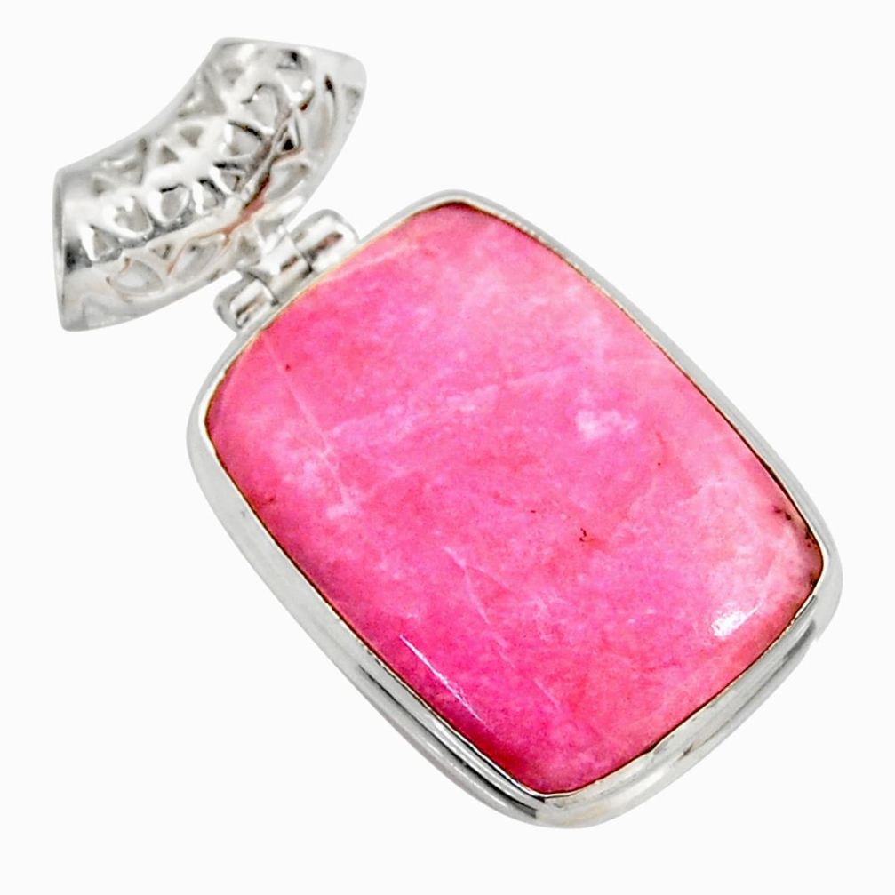 19.72cts natural pink thulite (unionite, pink zoisite) 925 silver pendant d41449