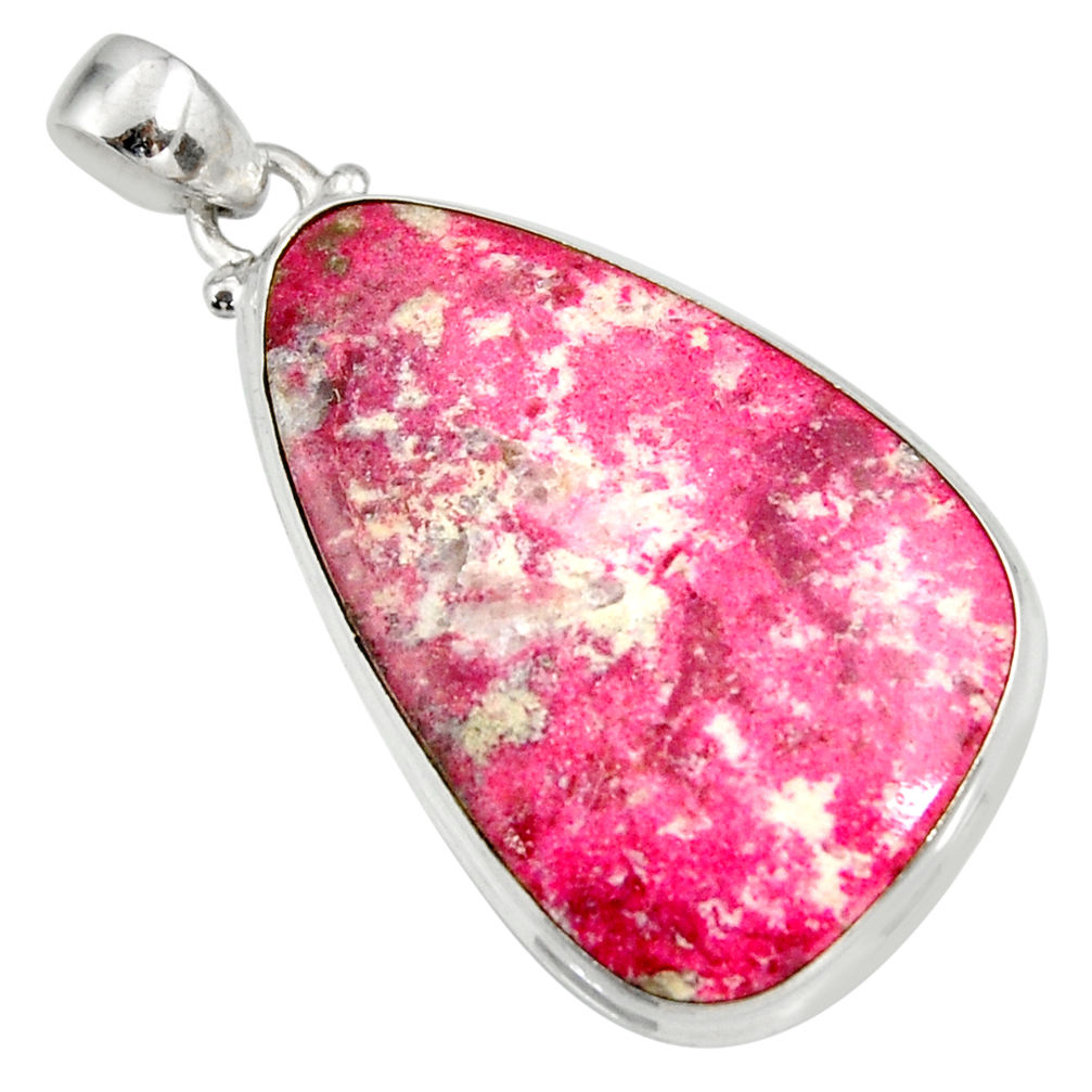 32.12cts natural pink thulite (unionite, pink zoisite) 925 silver pendant d41460