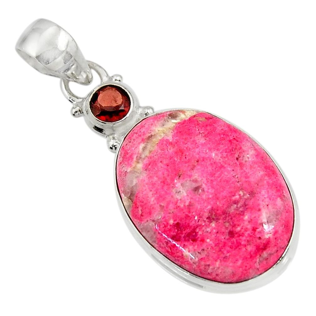 21.48cts natural pink thulite (unionite, pink zoisite) 925 silver pendant d41521