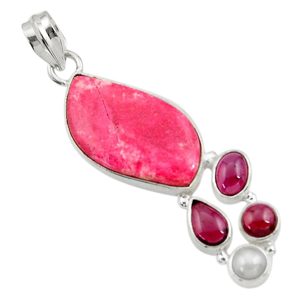  pink thulite (unionite, pink zoisite) 925 silver pendant d44942