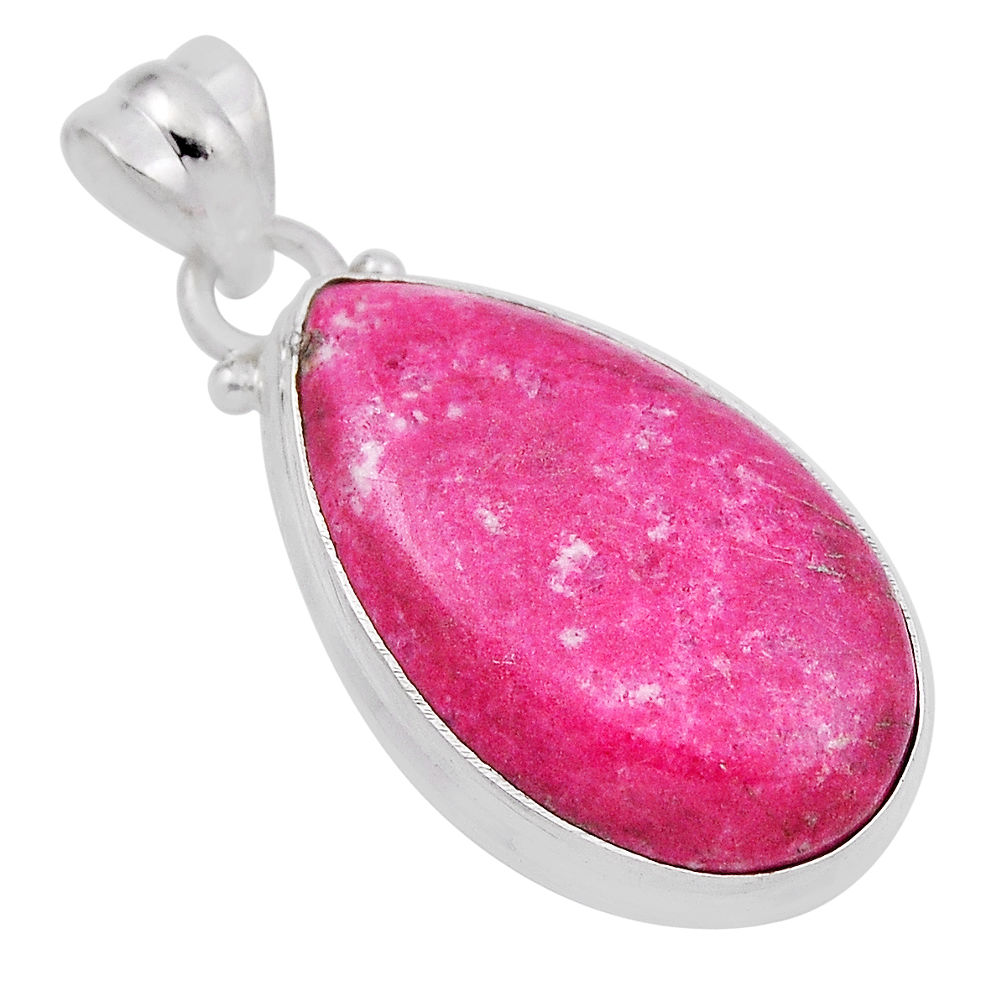 15.02cts natural pink thulite (unionite, pink zoisite) 925 silver pendant n29246