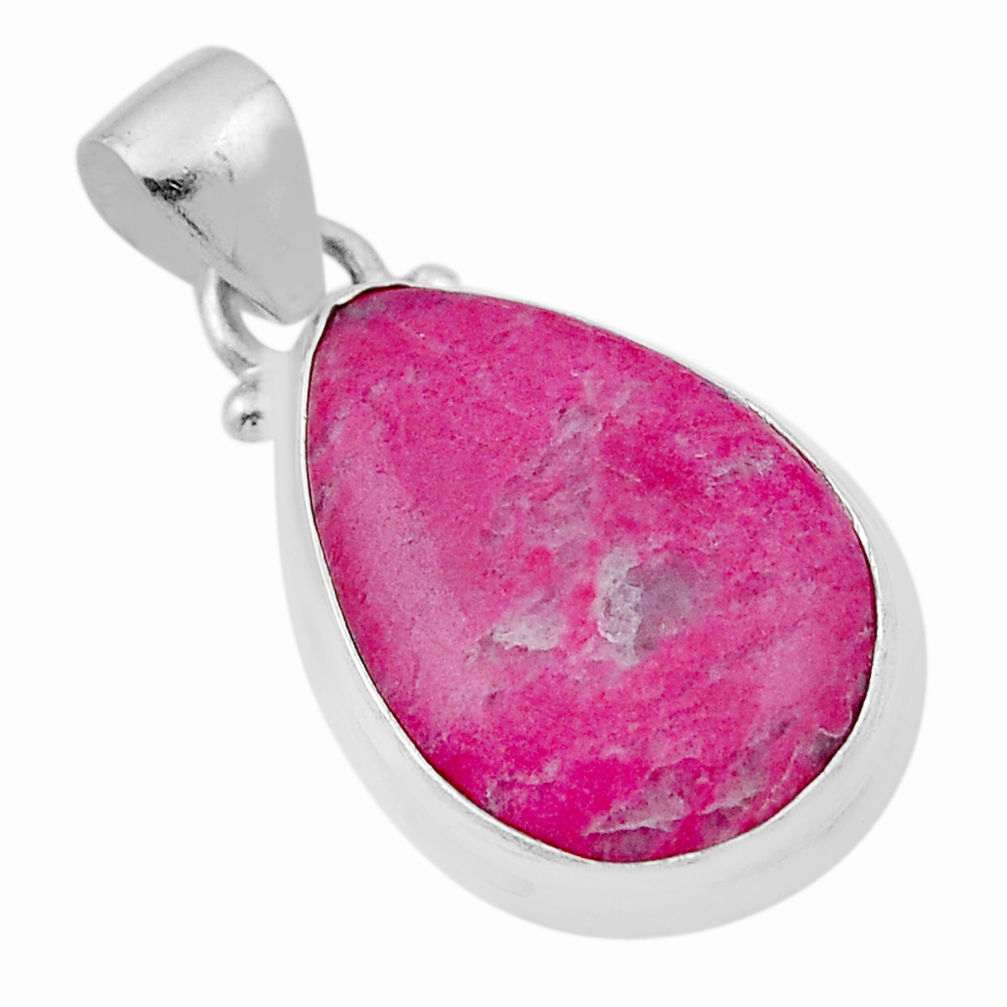 12.14cts natural pink thulite (unionite, pink zoisite) 925 silver pendant n29550