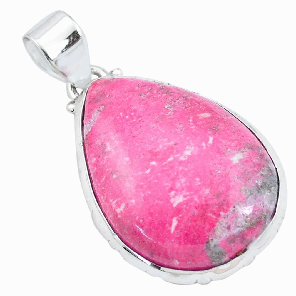23.02cts natural pink thulite (unionite, pink zoisite) 925 silver pendant p23243