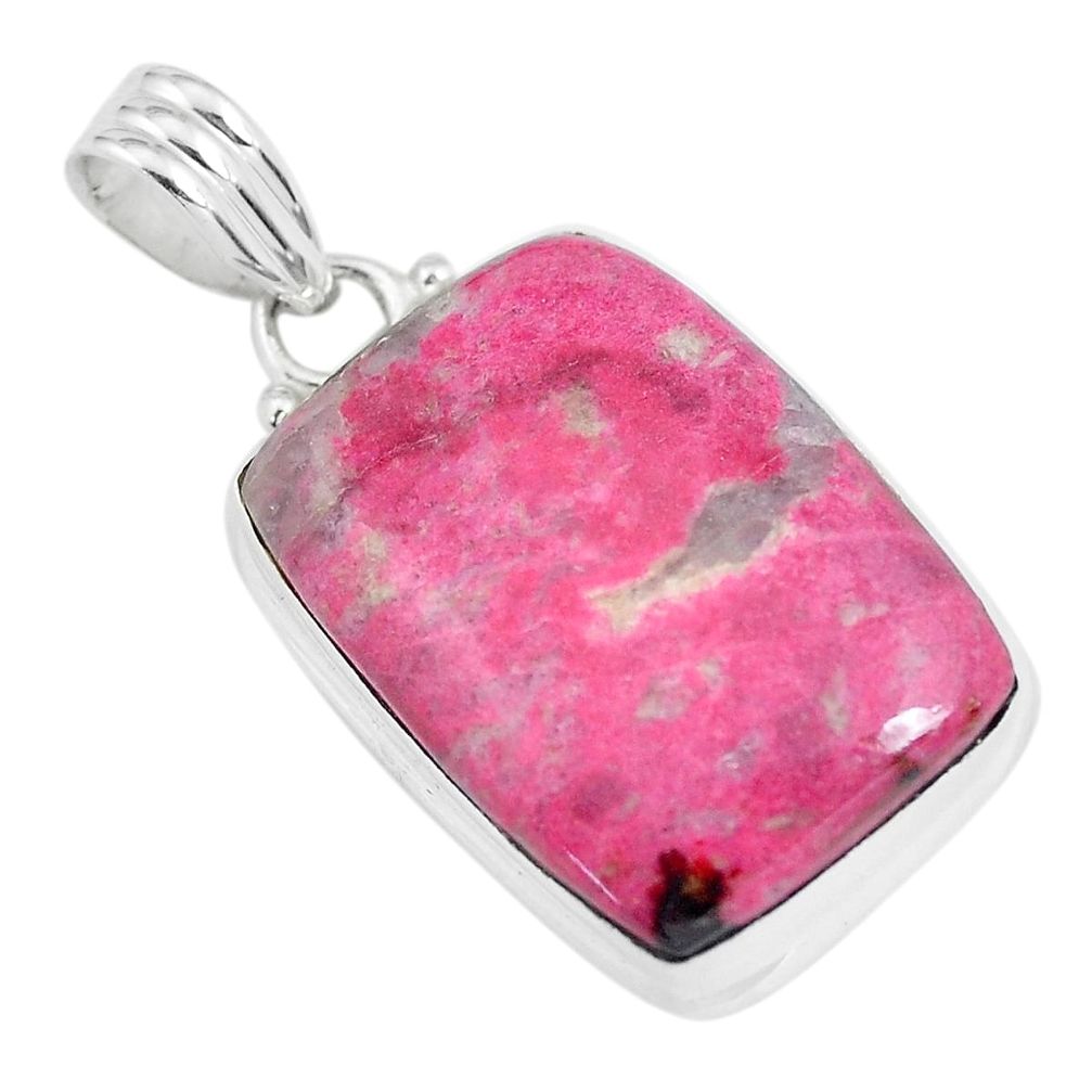 20.46cts natural pink thulite (unionite, pink zoisite) 925 silver pendant p46185