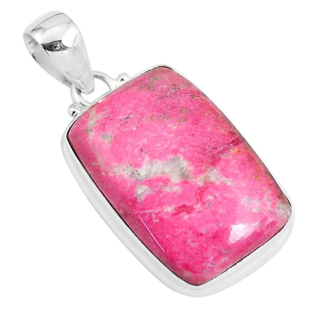 22.05cts natural pink thulite (unionite, pink zoisite) 925 silver pendant p46200