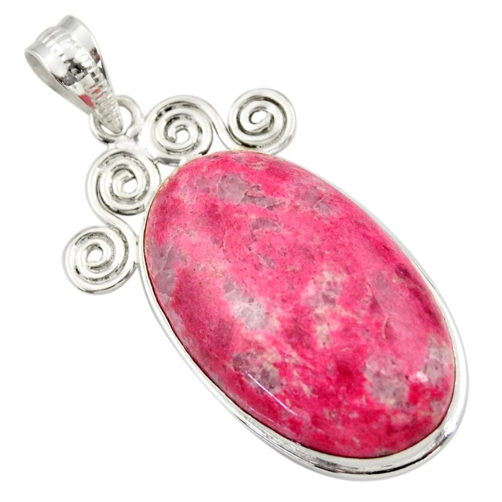 29.34cts natural pink thulite (unionite, pink zoisite) 925 silver pendant r30485