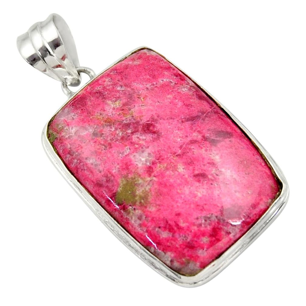 28.08cts natural pink thulite (unionite, pink zoisite) 925 silver pendant r30492