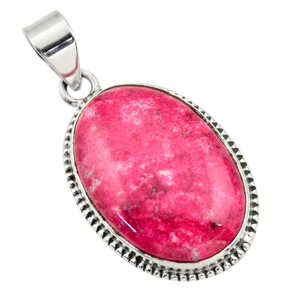 24.08cts natural pink thulite (unionite, pink zoisite) 925 silver pendant r32213