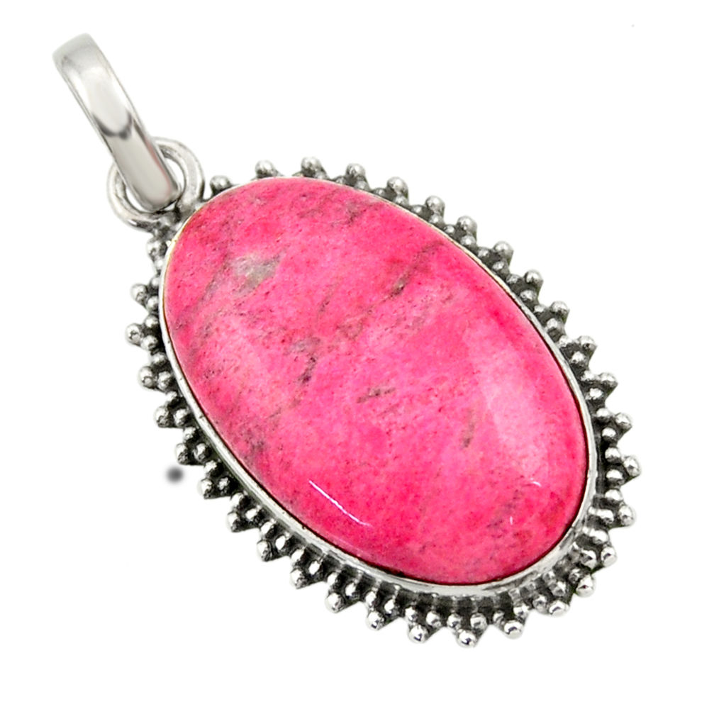 22.44cts natural pink thulite (unionite, pink zoisite) 925 silver pendant r32214