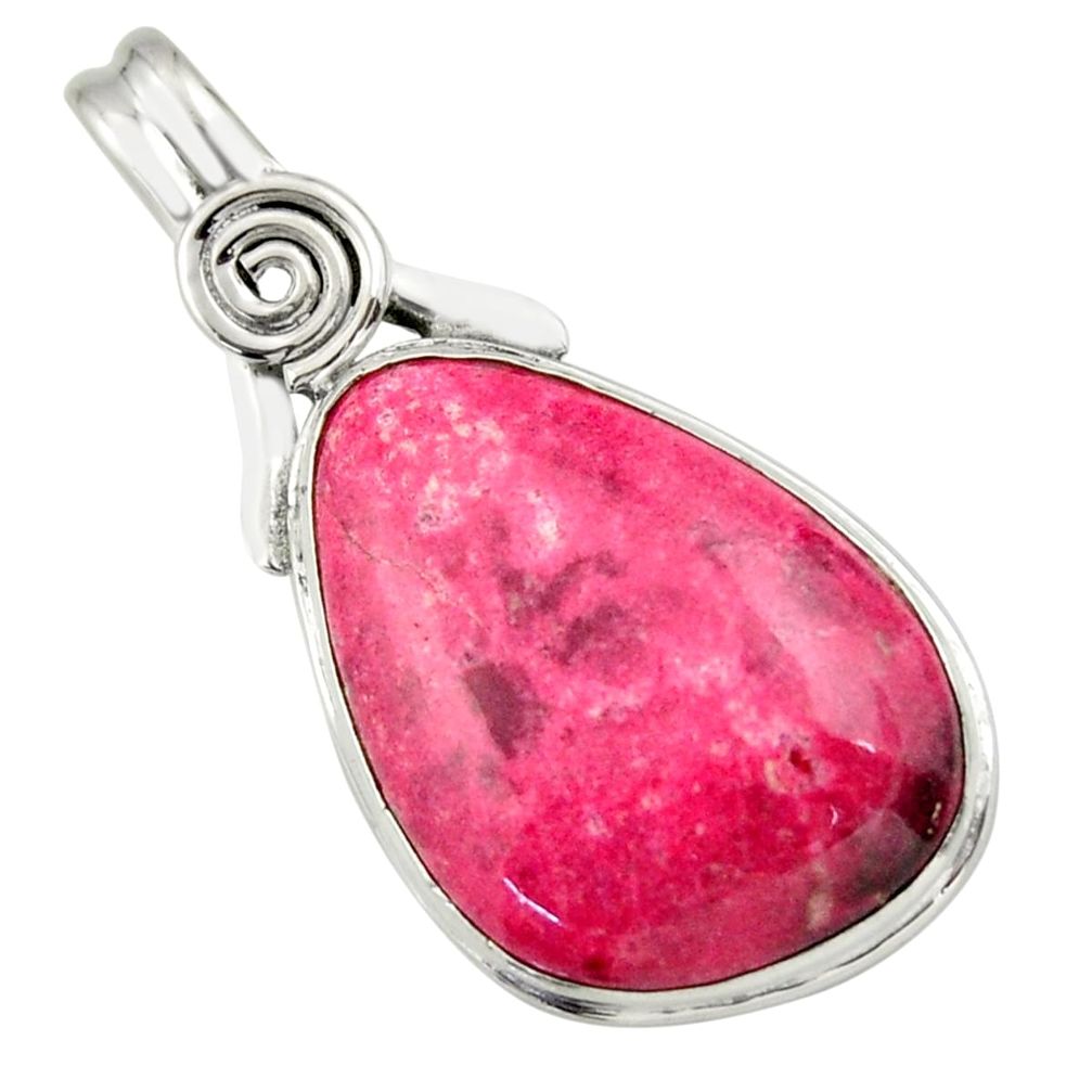 22.59cts natural pink thulite (unionite, pink zoisite) 925 silver pendant r32216
