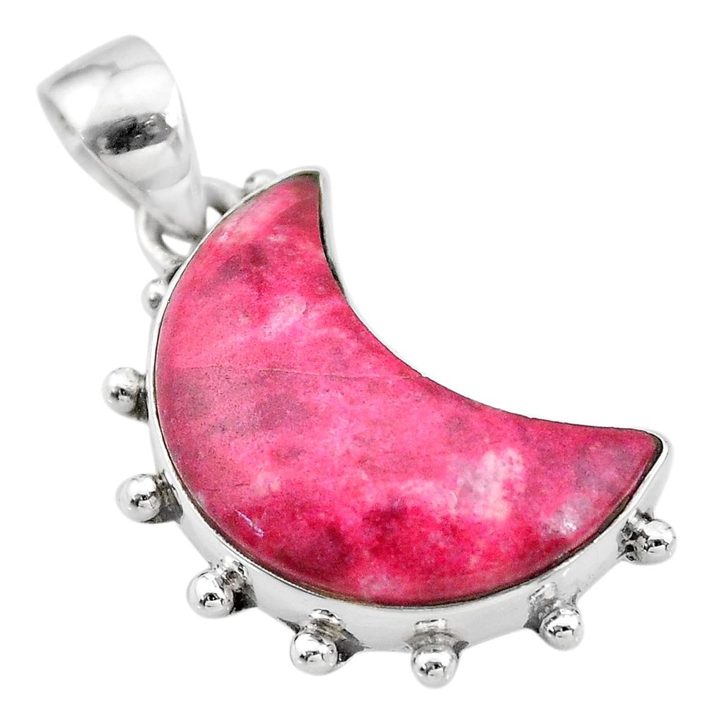 12.22cts natural moon thulite (unionite, pink zoisite) 925 silver pendant t21894