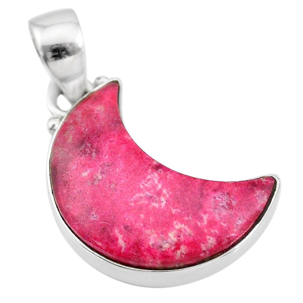 10.65cts natural moon thulite (unionite, pink zoisite) 925 silver pendant t21898