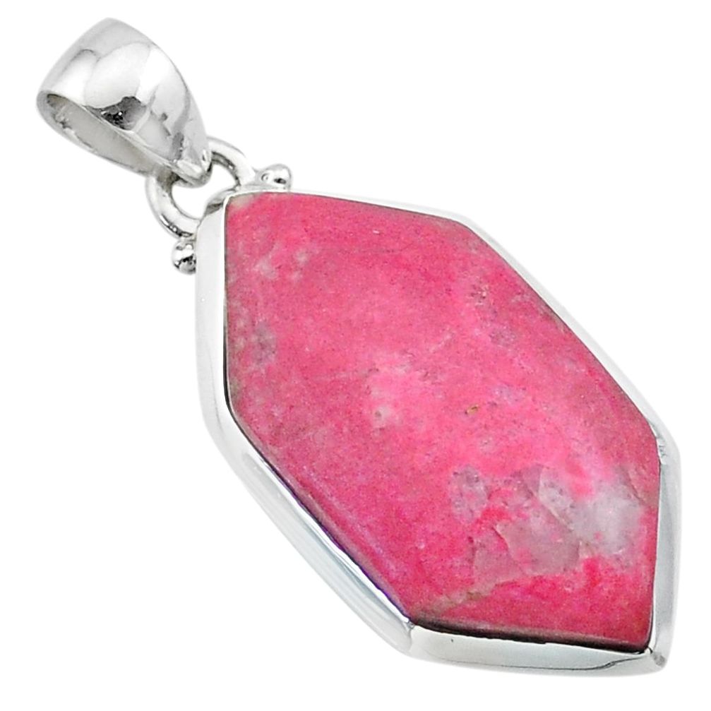 16.77cts natural pink thulite (unionite, pink zoisite) 925 silver pendant t22602