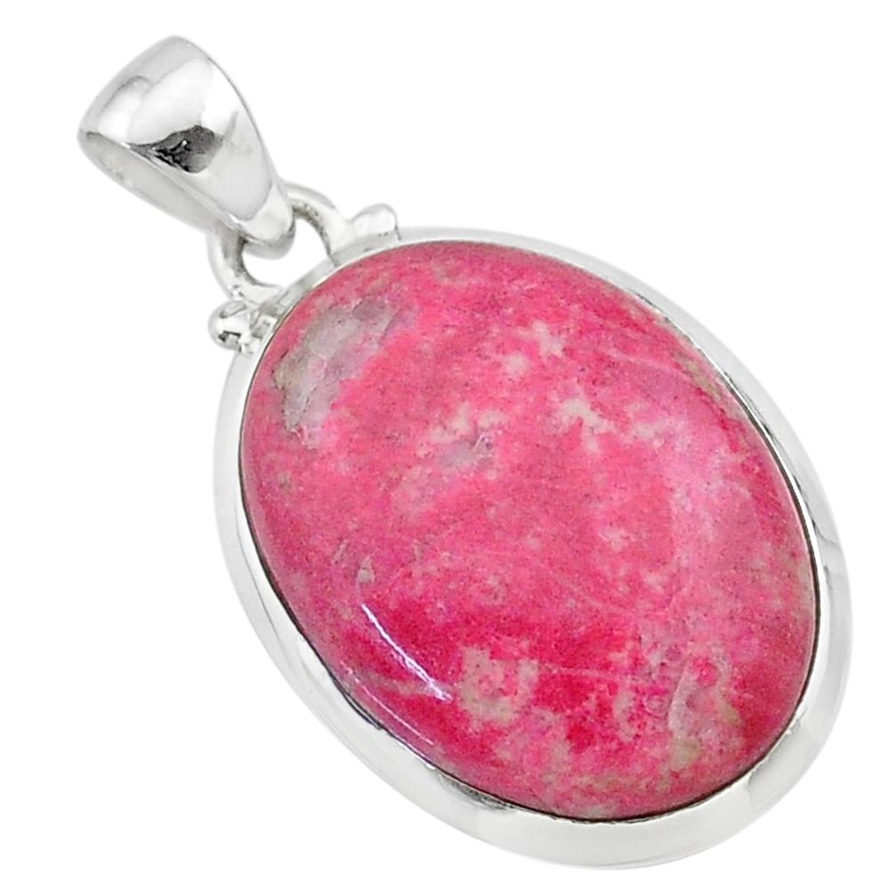 16.22cts natural pink thulite (unionite, pink zoisite) 925 silver pendant t22606