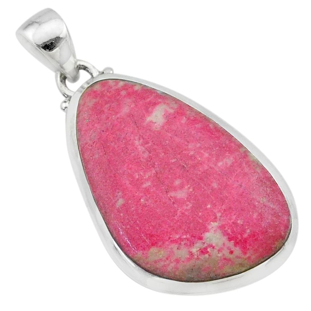 16.28cts natural pink thulite (unionite, pink zoisite) 925 silver pendant t22609
