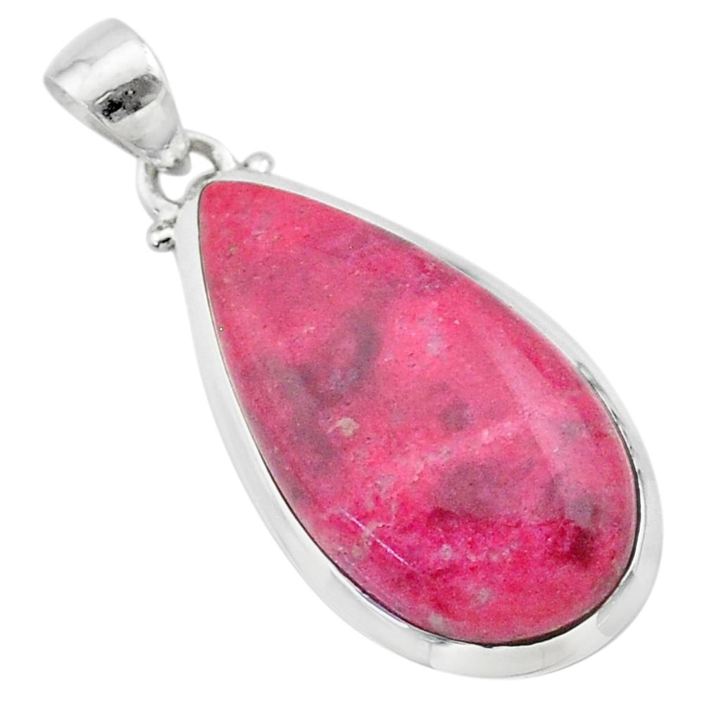 17.39cts natural pink thulite (unionite, pink zoisite) 925 silver pendant t22621